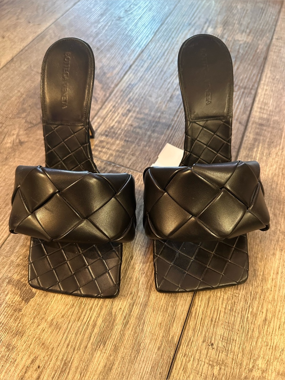 Bottega Veneta Lido Sandals Black Padded Square-Toe Slide Mules